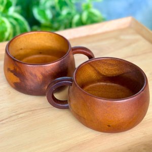 Tasse à thé en bois artisanale classique, grain naturel, réutilisable, écologique - Product Image 2