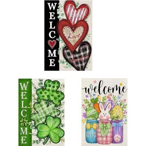 Set di 3 Bandiere da Giardino Bifacciali 12 X 18 Pollici, Decorazioni per Giardino e Prato per San Valentino, San Patrizio, Pasqua - Product Image 1