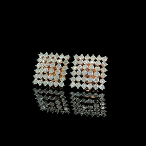 Round Brilliant Cut Natural H Color Filled <b>Diamonds</b> in 9K Rose Gold Luxury Women's Wedding & Engagement <b>Earrings</b> - Product Image 4
