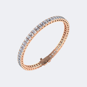 11.40CTW Emerald Bar-<b>Set</b> Diamond Line Bracelet - Product Image 5