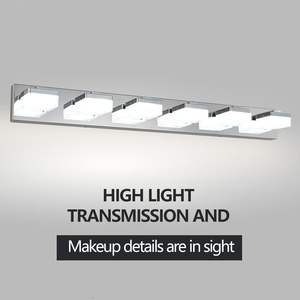 Modern 6-<b>Light</b> Chrome LED <b>Vanity</b> <b>Mirror</b> <b>Light</b> Fixture for Bathrooms <b>and</b> Makeup Tables - Product Image 6