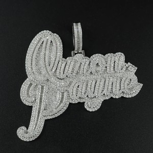 Colgante Personalizado con Nombre en Diamantes Moissanite VVS para Hombre, Chapado en Plata y Oro de 10K/14K, Joyería con Letras - Product Image 3