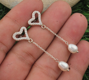Boucles d'oreilles pendantes de luxe en perles d'eau douce naturelles, argent sterling 925, forme de goutte d'eau délicate, bijoux minimalistes, cadeau pour femme - Product Image 4