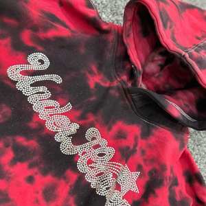 เสื้อฮู้ดดี้ผ้าฝ้ายหนาน้ำหนักมาก ขนาดใหญ่พิเศษ ย้อมสีพื้น/ย้อมแบบไท-ได  ปรับแต่งได้ 100% สำหรับผู้ชาย สไตล์สตรีทแวร์ฤดูหนาว ปักลายประดับคริสตัล - Product Image 3