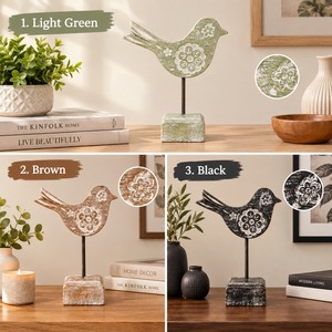 Decoración de Pájaro de Madera Hecha a Mano con Diseño Floral, Adorno de Mesa Estilo Shabby Chic para Sala de Estar, Uso en Interiores - Product Image 5