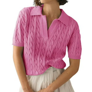Ladies Fashion <b>Sweaters</b> Woman <b>Pullovers</b> <b>Sweater</b> Solid Color Casual Knitted <b>Pullover</b> Polo Shirt Knitted <b>Sweater</b> - Product Image 3