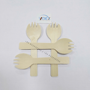 Cuillère à soupe Spork en bois jetable couverts en bois 160mm 100mm cuillères en bambou biodégradables plats à emporter café pique-nique fourchette couteaux - Product Image 2