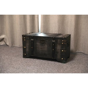 Classic Black Wooden Trunk <b>Box</b> Vintage Style Storage Chest For Clothes Wardrobe Storage Blanket And Bedding Organizer From India - Product Image 4