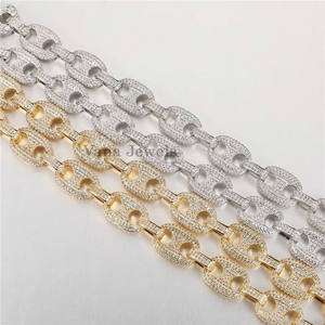 Elégant collier en argent sterling 925 plaqué or 12mm 46cm 18 pouces de haut polonais unisexe Hip Hop Streetwear Moissanite Style Jewelry - Product Image 3