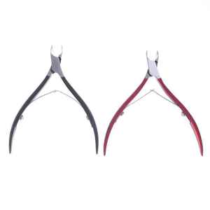 Cortacutículas de acero inoxidable para uñas de manos y pies, para recortar cutículas y piel muerta, negro y rojo - Product Image 1