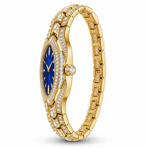 Luxury Women's Oval <b>Diamond</b> <b>Watch</b> Yellow Gold Case Analog Quartz Band - Product Image 3