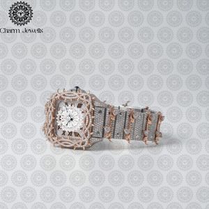 Charm Jewells – montre mécanique de luxe pour hommes, en acier inoxydable, boîtier carré, cadran analogique de 40mm, verre, fermoir papillon, 10 bars, date automatique - Product Image 2
