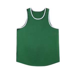 Men's <b>Green</b> Sleeveless Athletic Training <b>Vest</b> Scrimmage Bib Practice Jersey Mesh Sports Tank <b>Top</b> with White Trim for Team - Product Image 6
