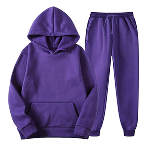 Pantalones Deportivos Unisex Color Morado Sólido, Cierre con Cordón, Largos, Transpirables, para Otoño, con Bolsillos Laterales - Product Image 1