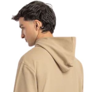 Sweat à capuche brodé pour homme, coupe classique, couleur beige, décontracté, manches longues, en mélange de coton, style streetwear, OEM ODM - Product Image 5