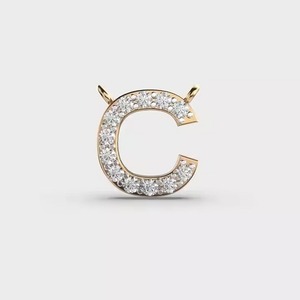Personalized Gold Alphabet Pendant with Diamond Initial Letter C <b>Charm</b> Gift Jewelry for Women - Product Image 1