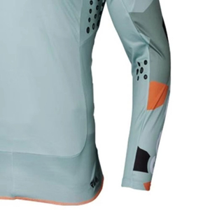 Customized Men's Long Sleeve <b>Cycling</b> Jersey-Light Blue/Orange/Black Geometric Pattern Breathable Quick Dry 100% Polyester Fabric - Product Image 3