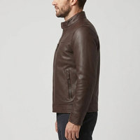 Veste en cuir véritable pour homme de qualité supérieure, vêtement d'extérieur décontracté moderne, fermeture éclair intégrale, col montant, poches zippées, design élégant pour tous les jours