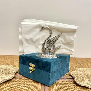 METAL HANDICRAFT <b>SILVER</b> PLATED SWAN SHAPE <b>NAPKIN</b> AND TISSUE HOLDER WITH VELVET BOX - Product Image 4