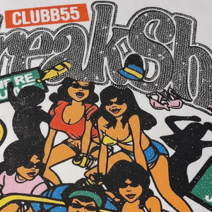 T-shirt surdimensionné pour homme FreakShow Club855 avec imprimé de dessin animé, col rond, manches courtes, style streetwear d'Atlanta, tissu jersey - Product Image 6