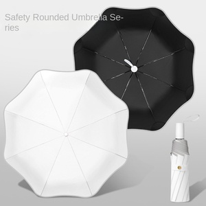8K Three-Fold Black Rain <b>Sunscreen</b> Umbrella Reflective Edging Hand-Open Safety Modern Pongee Dual-Use Factory Stock Wholesale - Product Image 1