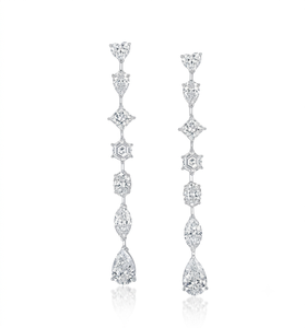 Women's 18K White Gold Mixed Cut Prong Setting Lab Grown <b>Diamond</b> <b>Dangle</b> <b>Earrings</b> Certified Classic Wedding Jewelry FVVS2 Clarity - Product Image 1