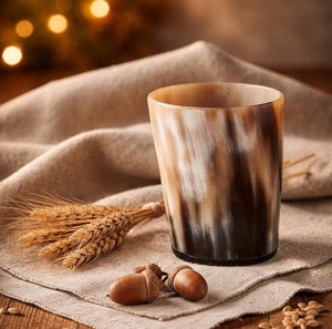 Vaso de whisky de cuerno de búfalo de lujo hecho a mano, vaso de cuerno natural, taza de bar artesanal premium, vajilla ecológica. - Product Image 1