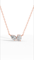 Elegante Collar de Lujo Toi Et Moi con Diamantes Cultivados en Laboratorio con Corte Oval y en Forma de Pera, Oro de 14K, Certificado IGI, para Bodas, Fiestas y Regalos