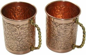 Mug à Moscow Mule en cuivre massif, gobelet en acier inoxydable avec poignée, tasse martelée pour cocktails et boissons - Product Image 5