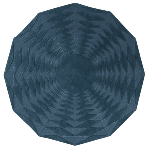 Tapis élégant en laine de Nouvelle-Zélande tufté à la main avec un motif circulaire croisé bleu sarcelle et beige pour salon, chambre et hôtels - Product Image 1