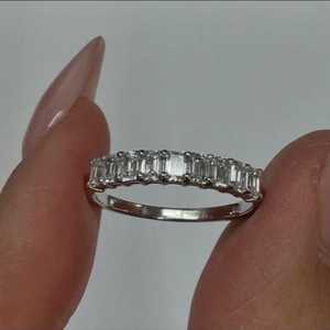 Wholesale 14k Gold Emerald Cut Lab Grown Diamond Half Eternity Band 0.75carat 9 Stone Stackable Wedding <b>Ring</b> Prong Manufacture - Product Image 1