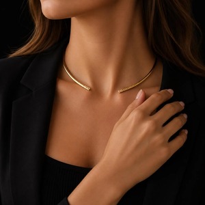 Minimalist Brass Choker <b>Necklace</b> Open Collar <b>Necklace</b> for Women Modern Neck Cuff Adjustable Torque <b>Necklace</b> <b>Statement</b> Jewelry - Product Image 6