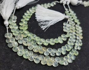 Perles de préhnite naturelle verte facettées en forme de cœur, 5,5 à 6 mm, perles de pierres précieuses de préhnite, 8 pouces, perles de préhnite en forme de cœur - Product Image 4