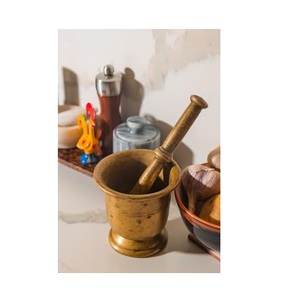 Home Kitchen Ware Ayurveda Grinder Durable Metal Kitchen Tools Excellent Quality Brass Mortar Pestle Set - Product Image 1