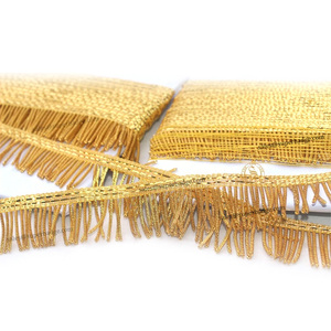 Adornos OEM de Venta Directa de Fábrica: Flecos de Borlas Metálicas Doradas Ecológicos con Hilo de Bullion para Prendas - Product Image 3