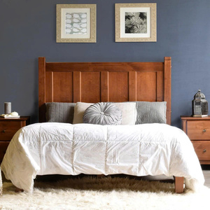 Modern Walnut Solid Wood Panel Platform <b>Bed</b> Queen Size <b>Space</b>-<b>Saving</b> Comfortable Durable Design - Product Image 2