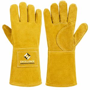 Gants de soudage en cuir de protection, gants de travail résistants aux hautes températures pour la soudure, la fabrication, la construction et l'industrie - Product Image 1