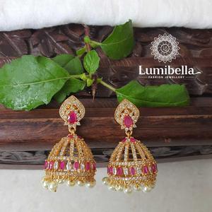 Jimikki Kammal Design Fashion Casual Alloy with Gold Plating Drop Earrings - Product Image 3