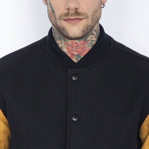 Best Selling OEM Custom Men's Canvas Varsity Jackets Turn-down Collar Loose Patchwork <b>Covered</b> <b>Button</b> Waterproof Quick Dry - Product Image 6