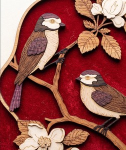 <b>Framed</b> Wooden <b>Wall</b> Art Carved Birds And Flowers Traditional Decor For Living Room - Product Image 3