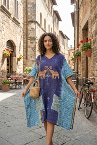 New Arrival Vintage Cotton Floral Printed Women Wear Night Soft and Comfortable Kantha Quilted <b>Kaftan</b> - Product Image 4