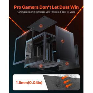 เคสคอมพิวเตอร์แบบ Dual Chamber Mid Tower สำหรับเล่นเกม พร้อมกระจกนิรภัย แผ่นกรองฝุ่นแม่เหล็ก และระบบจัดการสายเคเบิล - MATX - Product Image 1
