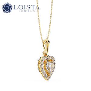 Custom <b>Solid</b> <b>Gold</b> Lab Grown Diamond Laser Drilled <b>Pendant</b> Necklace Women's Cute Style Wedding Engagement - Product Image 1