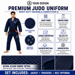 High Quality Brazilian Jiu Jitsu Uniform IBJJF Gold Weave Preshrunk Lightweight 100% Cotton Breathable Anti-Shrink BJJ Gi Jacket - Product Image 6