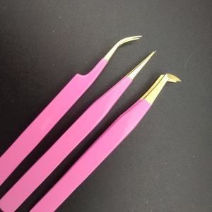 Juego de Pinzas para Pestañas, 5 Piezas, Acero Inoxidable Japonés, Punta Curva y Lisa, Antiestáticas, Duraderas, OEM 45 90, con Logotipo Personalizado - Product Image 3