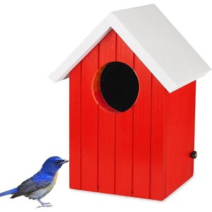 Nichoir en bois de manguier laqué rouge cerise, vente en gros |   Décoration de jardin artisanale - Product Image 3