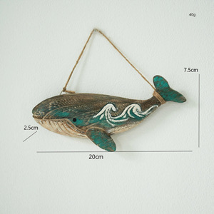 Ornement de Noël vintage en polyester en forme de baleine suspendue avec vagues turquoise et support en ficelle de jute – Haute qualité - Product Image 4