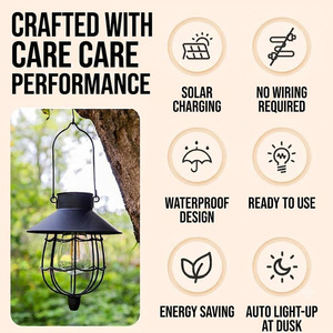 Classic metal garden decoration Vintage <b>Hanging</b> <b>Solar</b> <b>Lantern</b> Outdoor Garden Light - Product Image 5