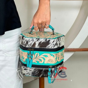 Boîte à bijoux de voyage élégante et portable en cuir de vachette véritable, faite à la main, avec fermeture éclair, de haute qualité, modèle 2026 - Product Image 1