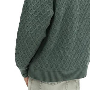Pull en maille géométrique vert de qualité supérieure pour homme, à manches régulières et ourlet côtelé, idéal pour l'automne – Vente en gros - Product Image 4